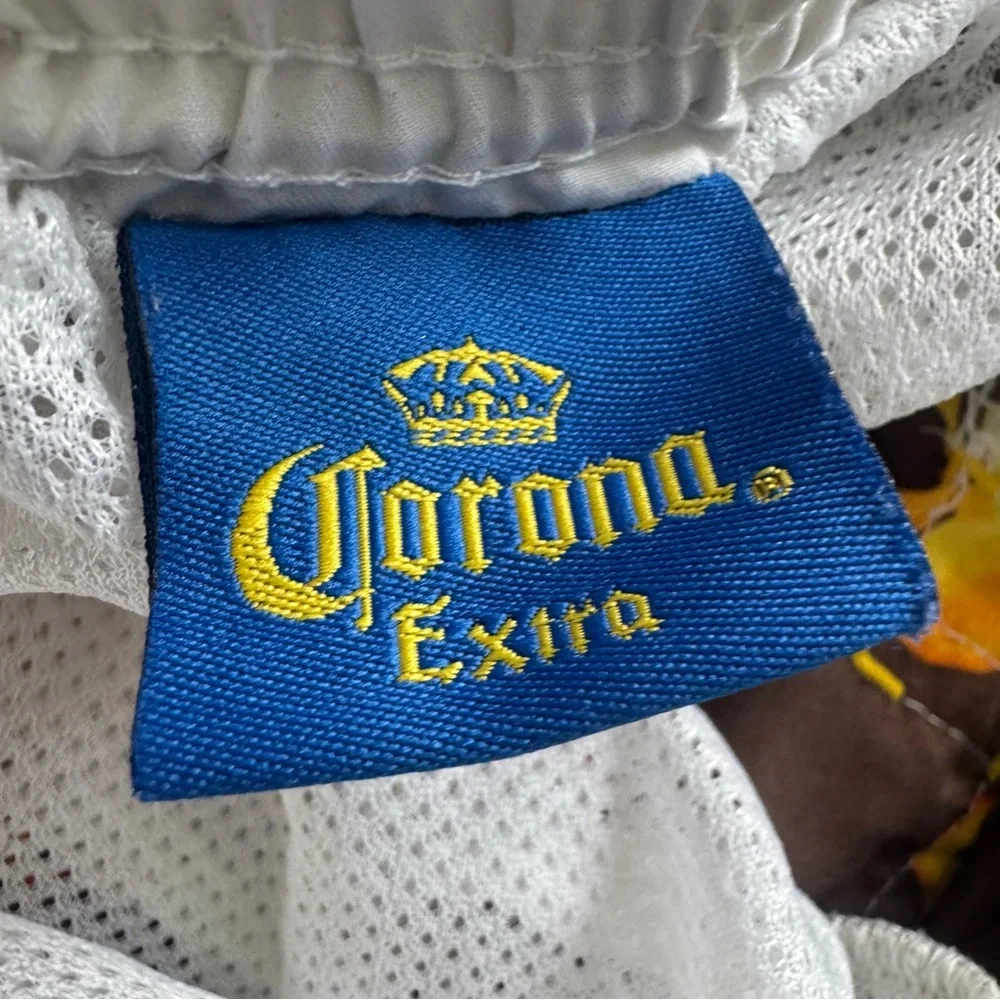 Corona Extra Hibiscus Floral Beer Board‎ Shorts Swim Trunks Brown Mens L